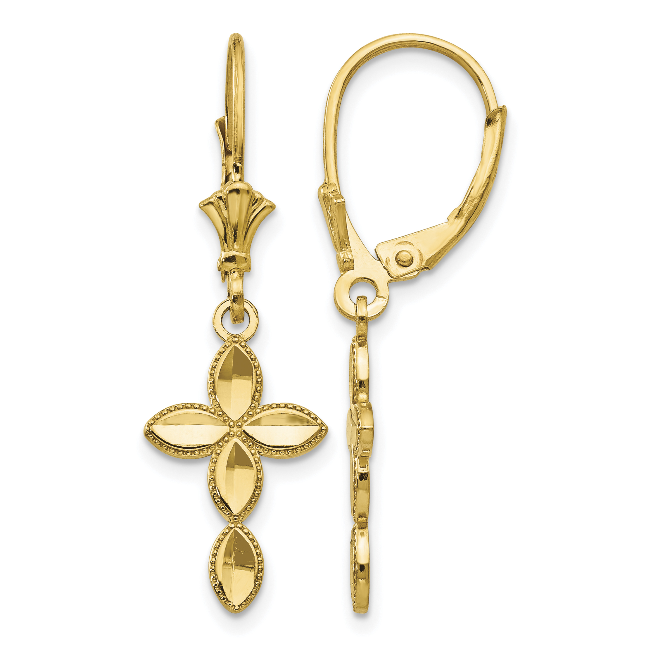 14k D/C Cross Leverback Earrings (TF1770)