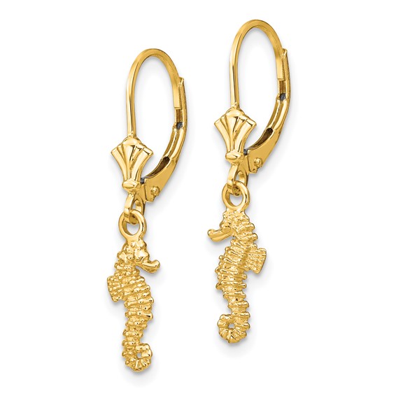 Gold Seahorse Leverback Earrings