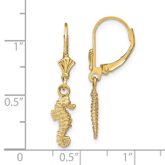 Gold Seahorse Leverback Earrings