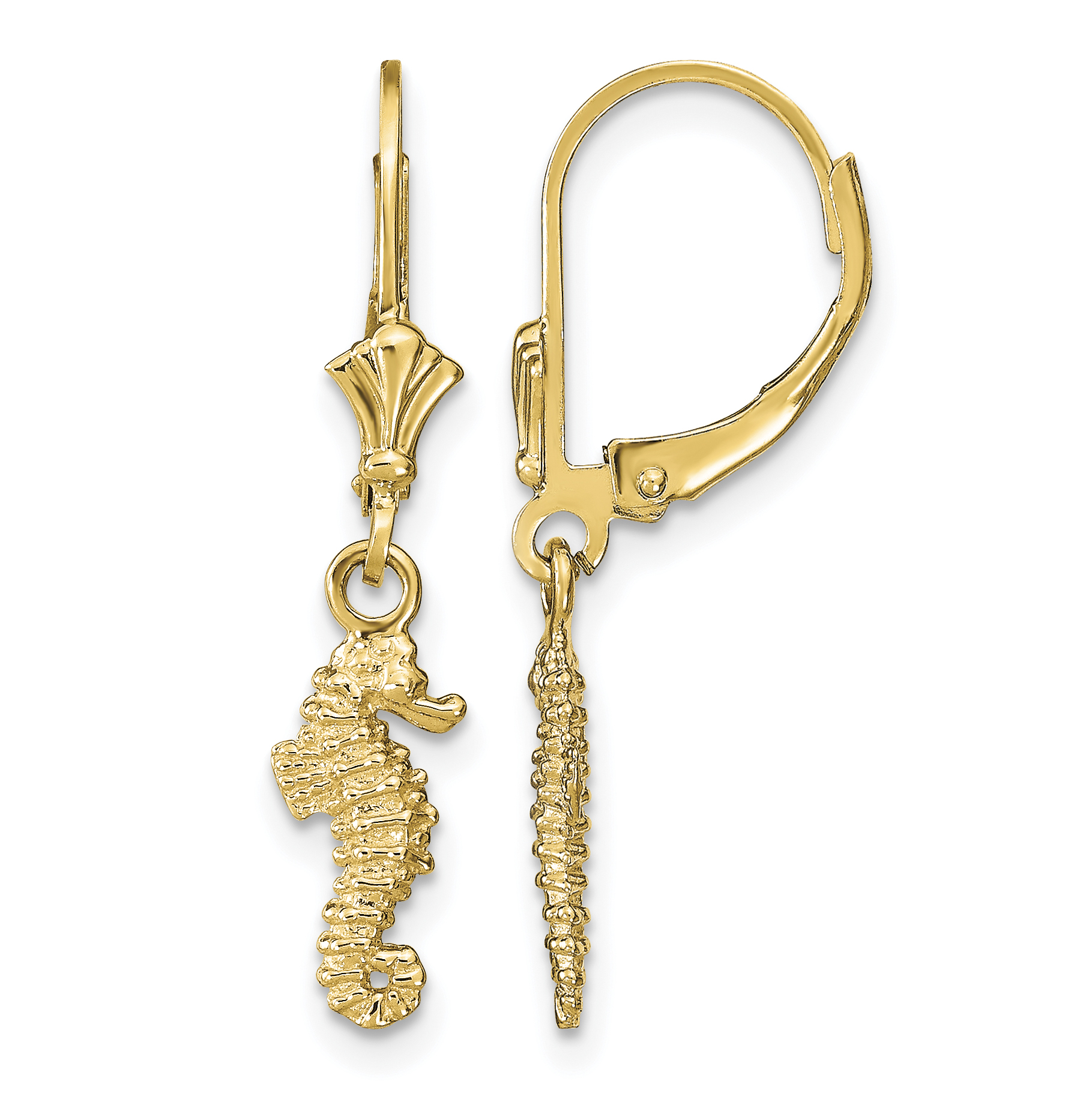 14k Seahorse Leverback Earrings (TF1771)