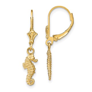 Gold Seahorse Leverback Earrings