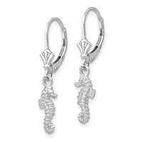 14K White Gold Snowflake Dangle Leverback Earrings view 2