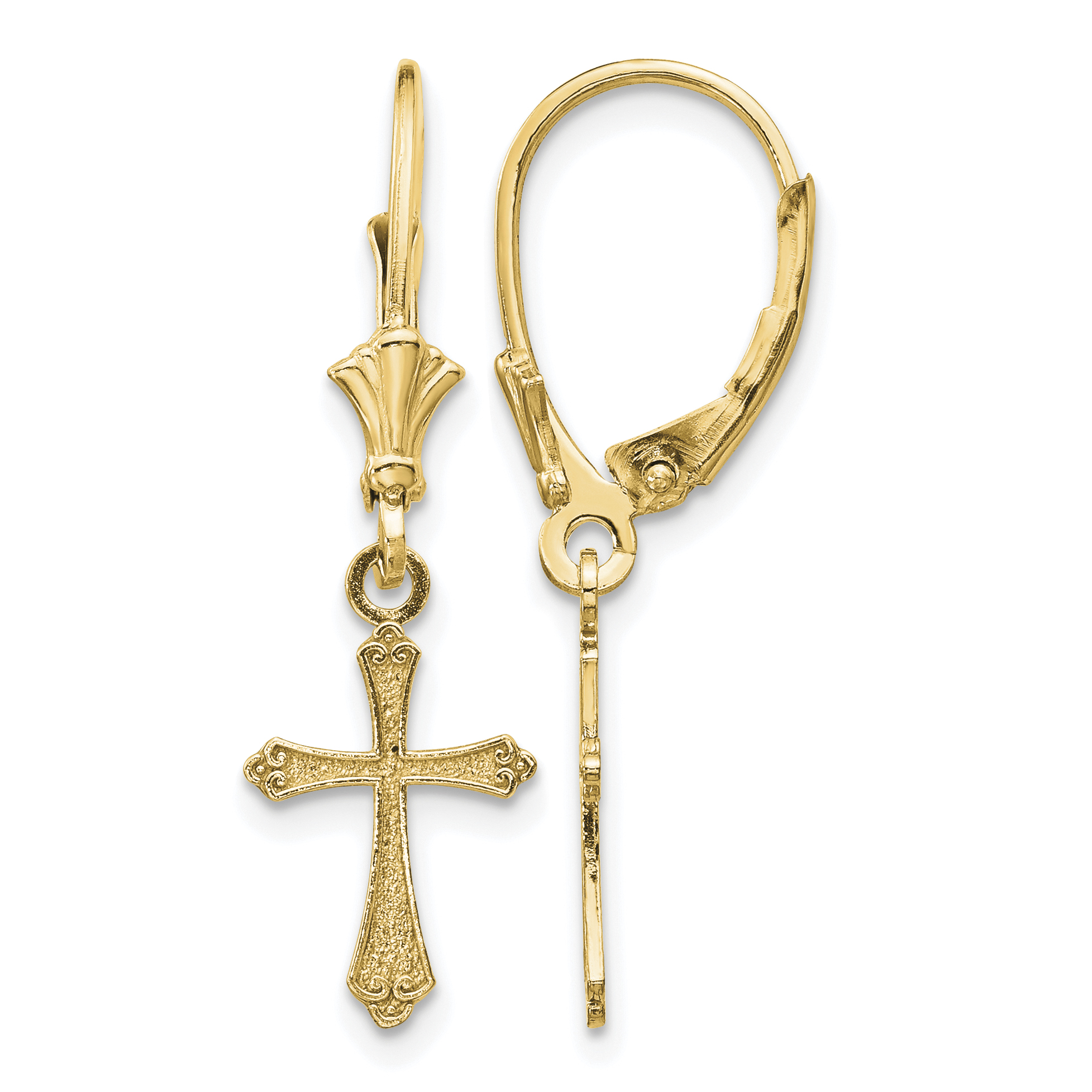 14k Cross Leverback Earrings (TF1775)