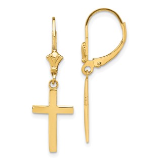 Gold Cross Leverback Earrings