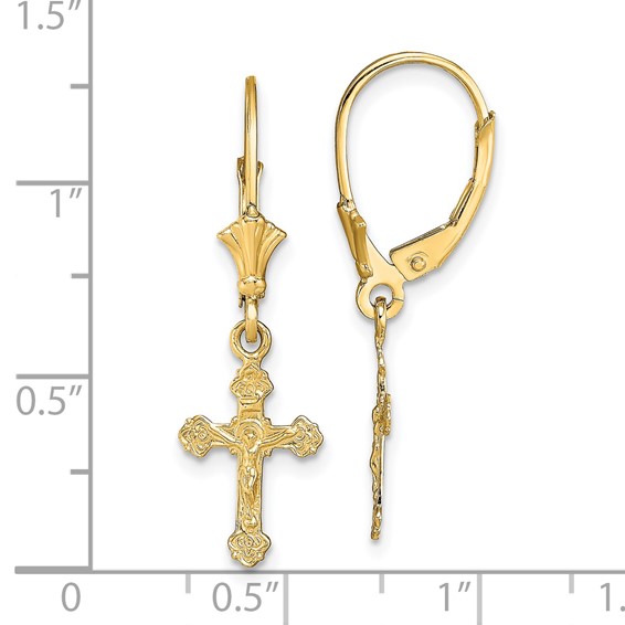Gold Crucifix Dangle Earrings
