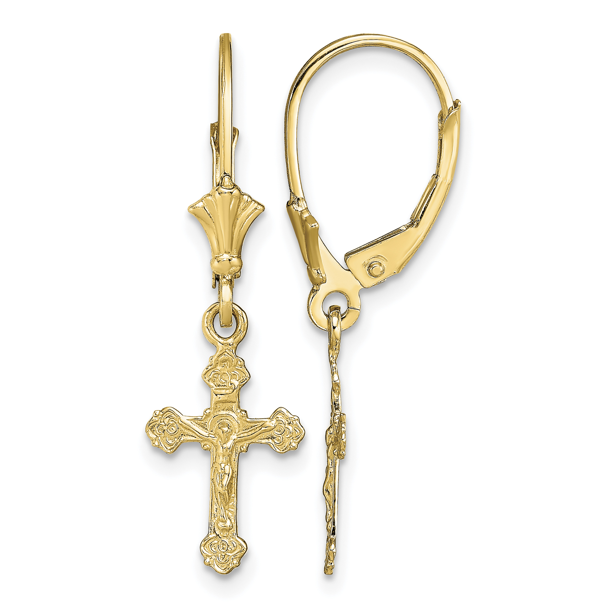 14k Crucifix Leverback Earrings (TF1777)