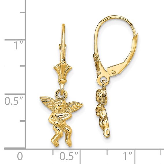 14k Angel Dangle Leverback Earrings