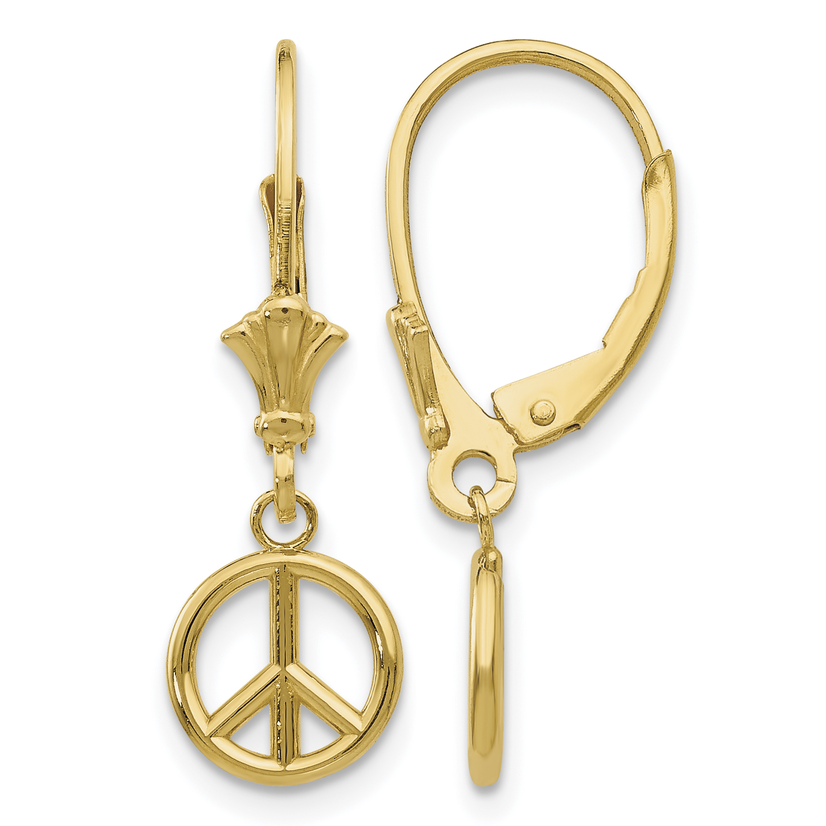 14K 3-D Peace Symbol Leverback Earrings (TF1788)