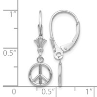 14K White Gold 3-D Peace Symbol Leverback Earrings view 4