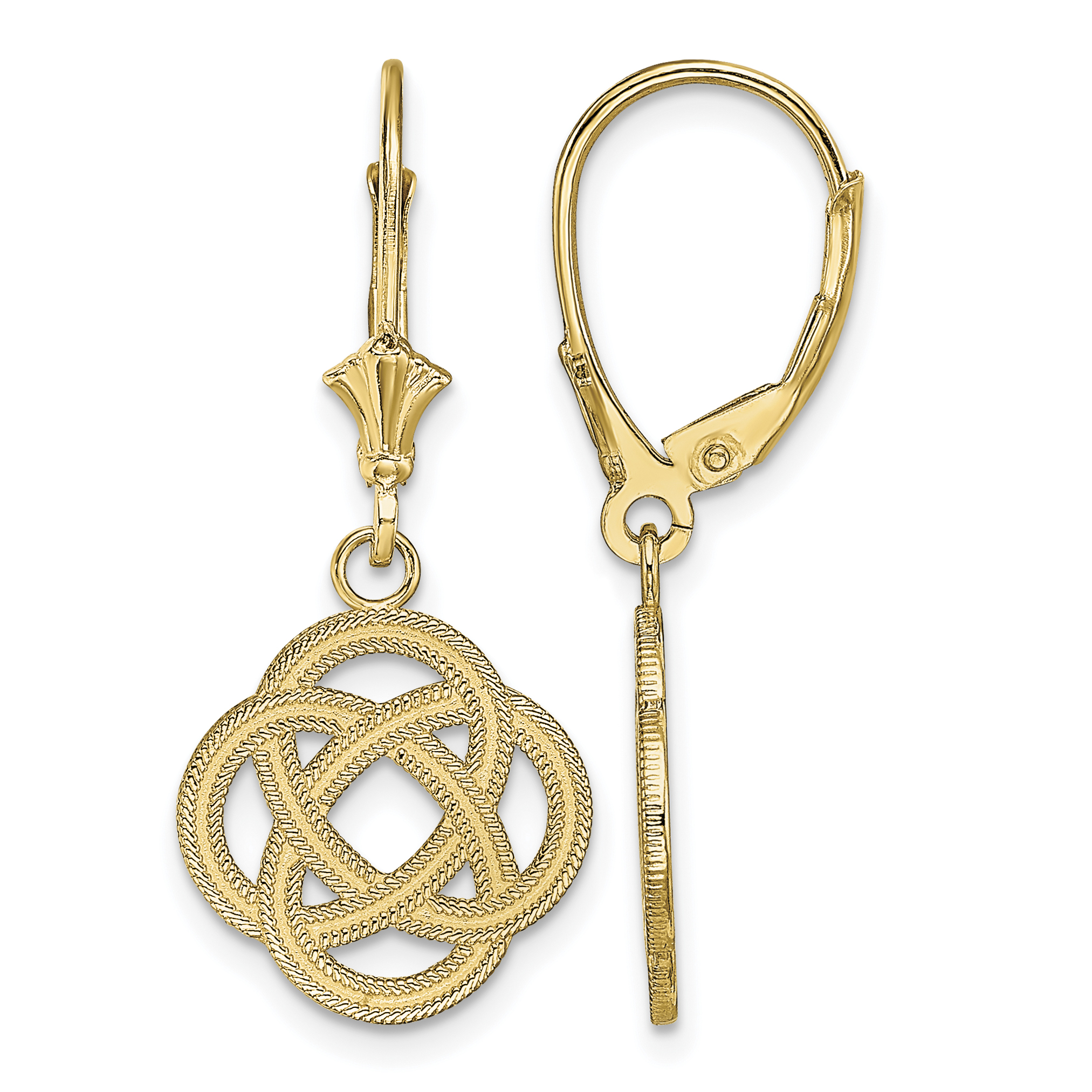 14K Small Celtic Eternity Knot Circle Leverback Earrings (TF1789)