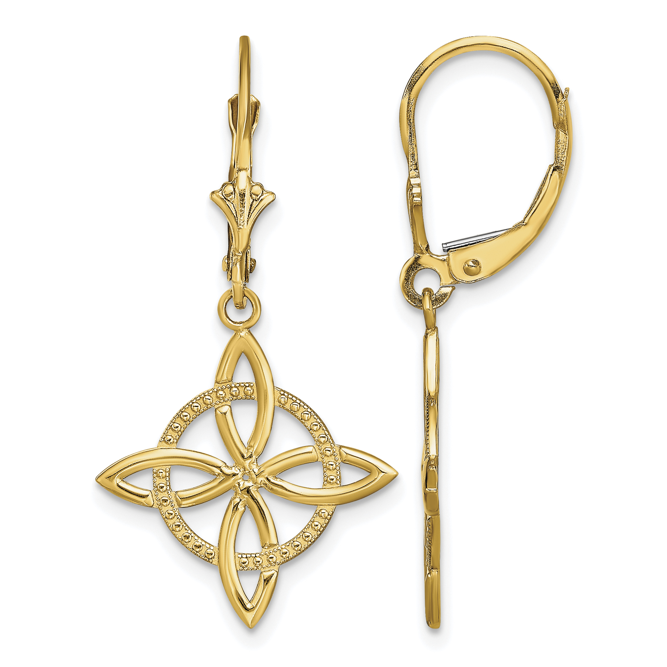 14K Small Celtic Eternity Knot Leverback Earrings (TF1790)