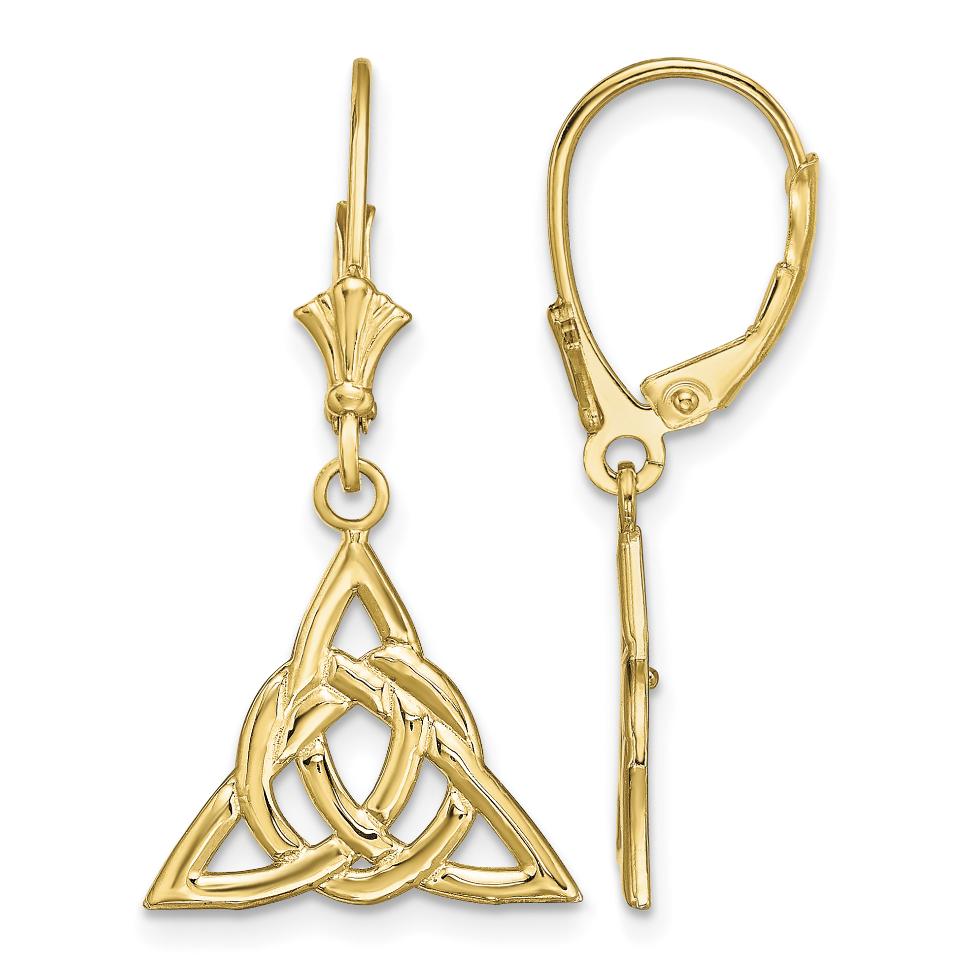 14K Small Celtic Trinity Knot Leverback Earrings (TF1791)