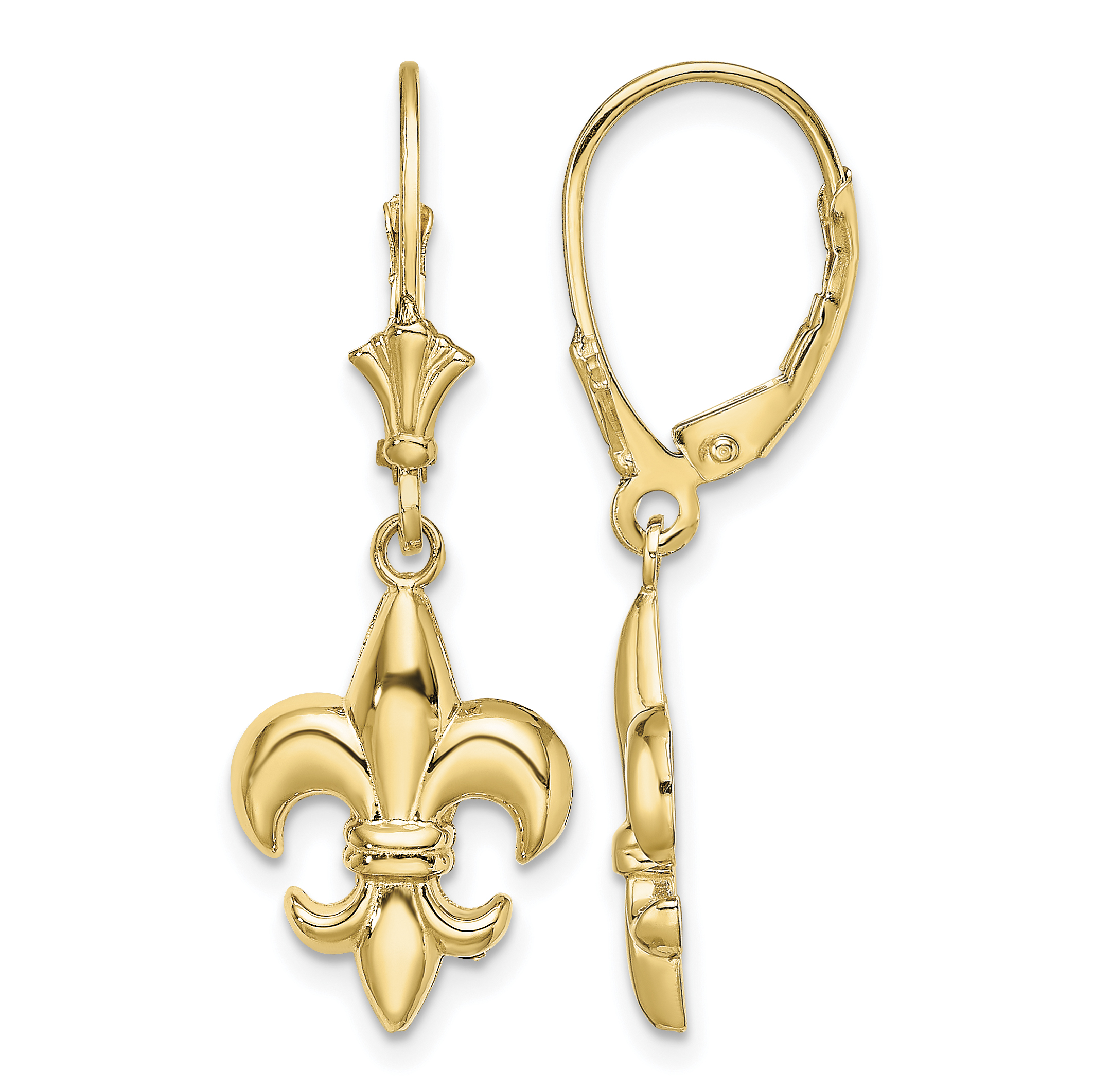 14K Small Fleur-de-Lis Leverback EARRINGS (TF1794)