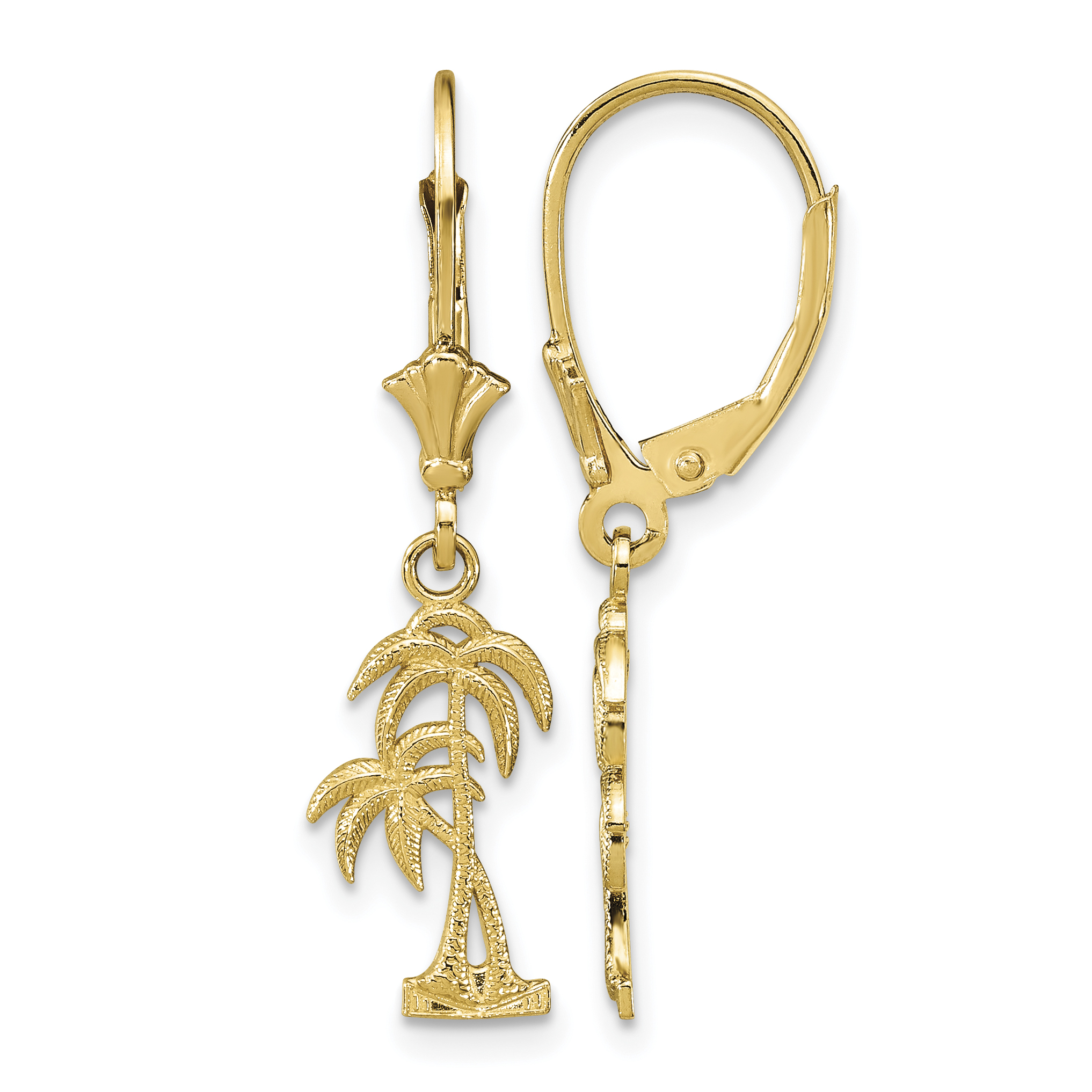 14K Palm Tree Leverback Earrings (TF1807)