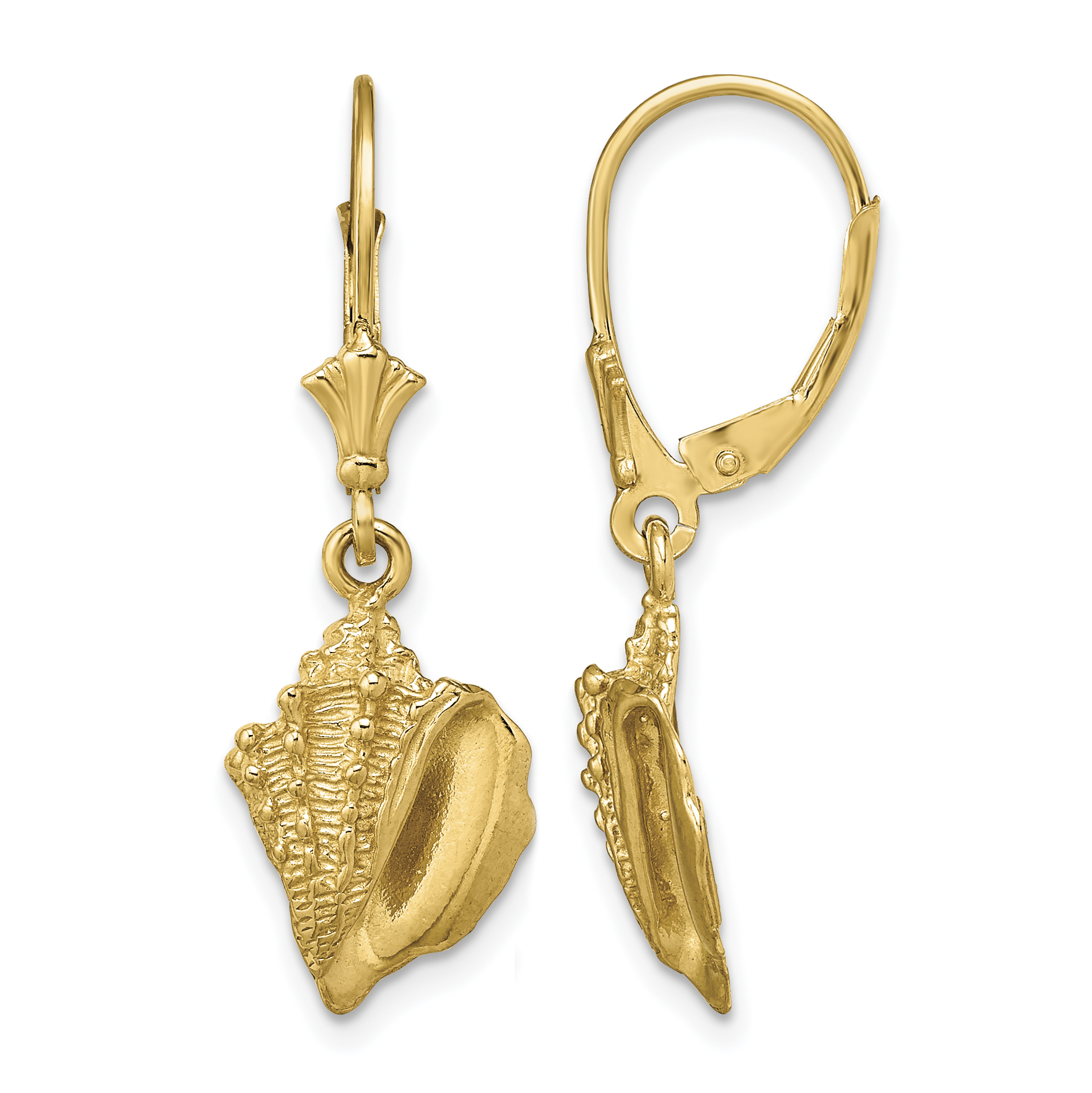 14K Conch Shell Leverback Earrings (TF1815)