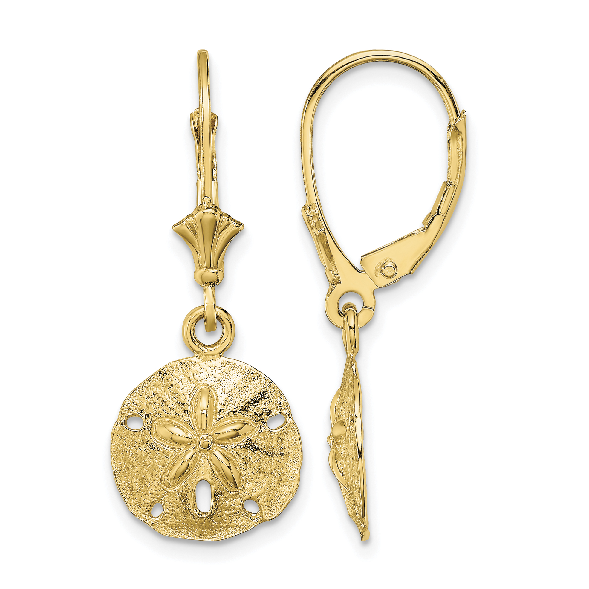 14K Polished Sand Dollar Leverback Earrings (TF1816)
