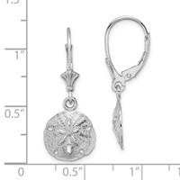 14K White Gold Polished Sand Dollar Leverback Earrings view 2