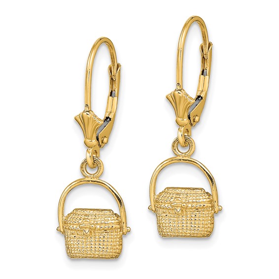 14K Nantucket Basket Dangle Leverback Earrings