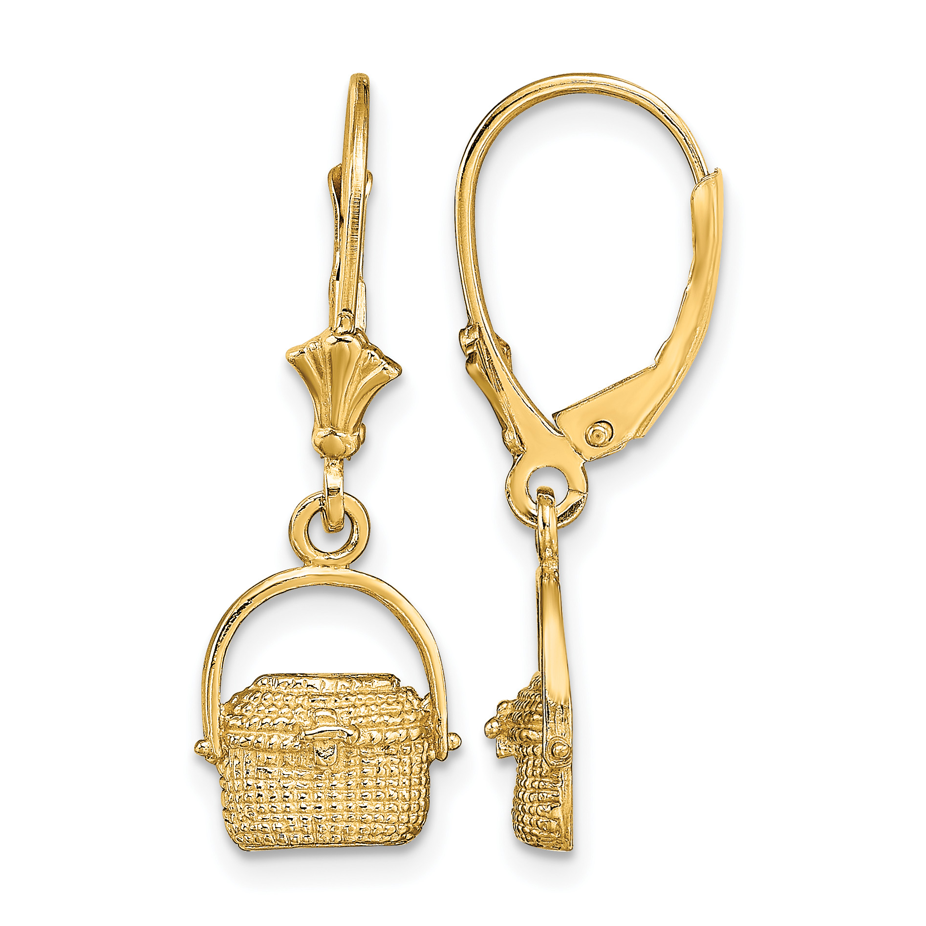 14K Nantucket Basket Leverback Earrings (TF1824)
