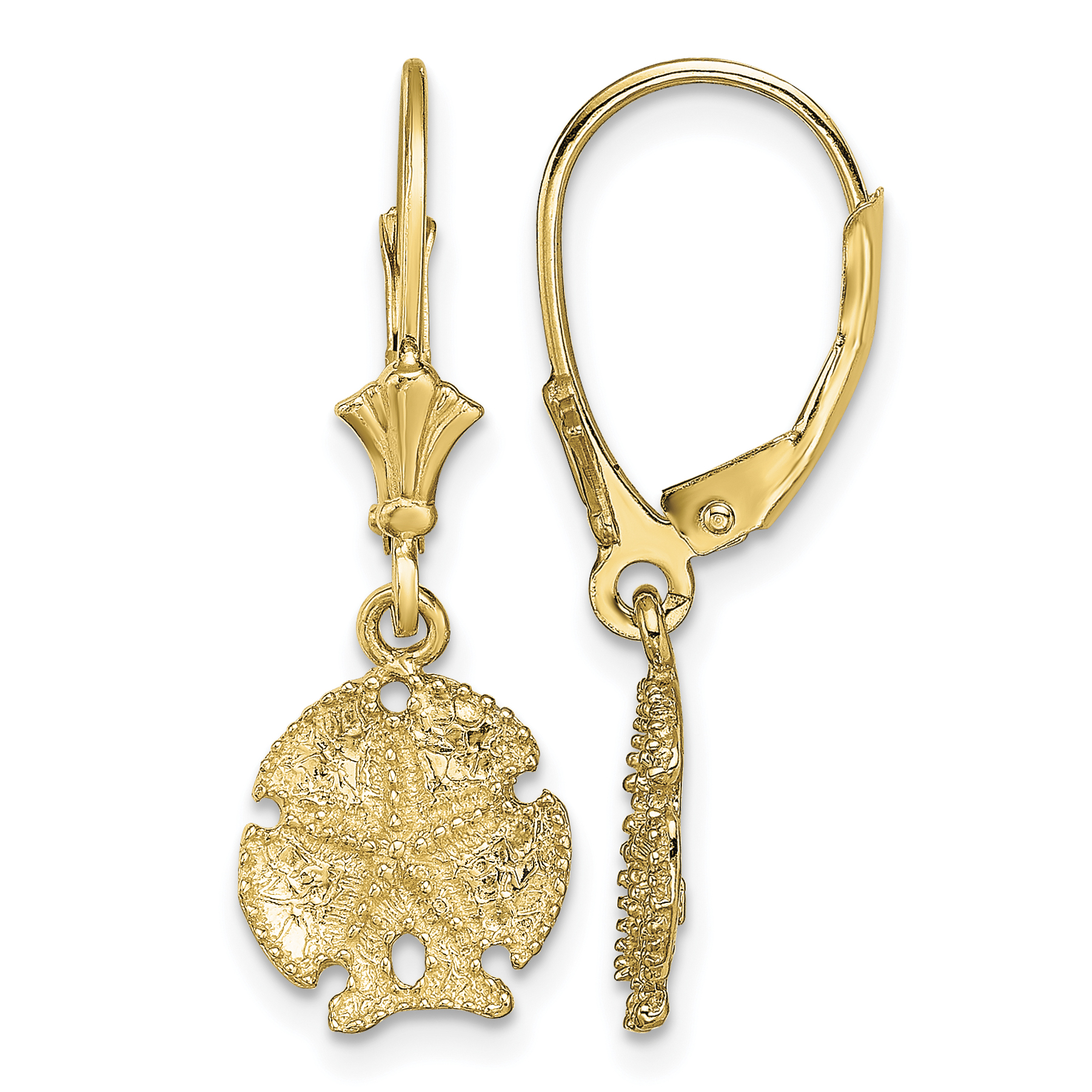 14K Sand Dollar W/Star Leverback Earrings (TF1826)