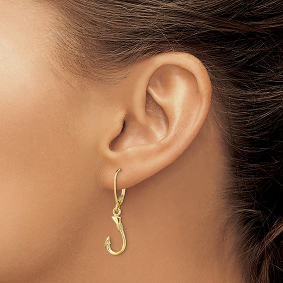 Golf Fish Hoop Leverback Earrings