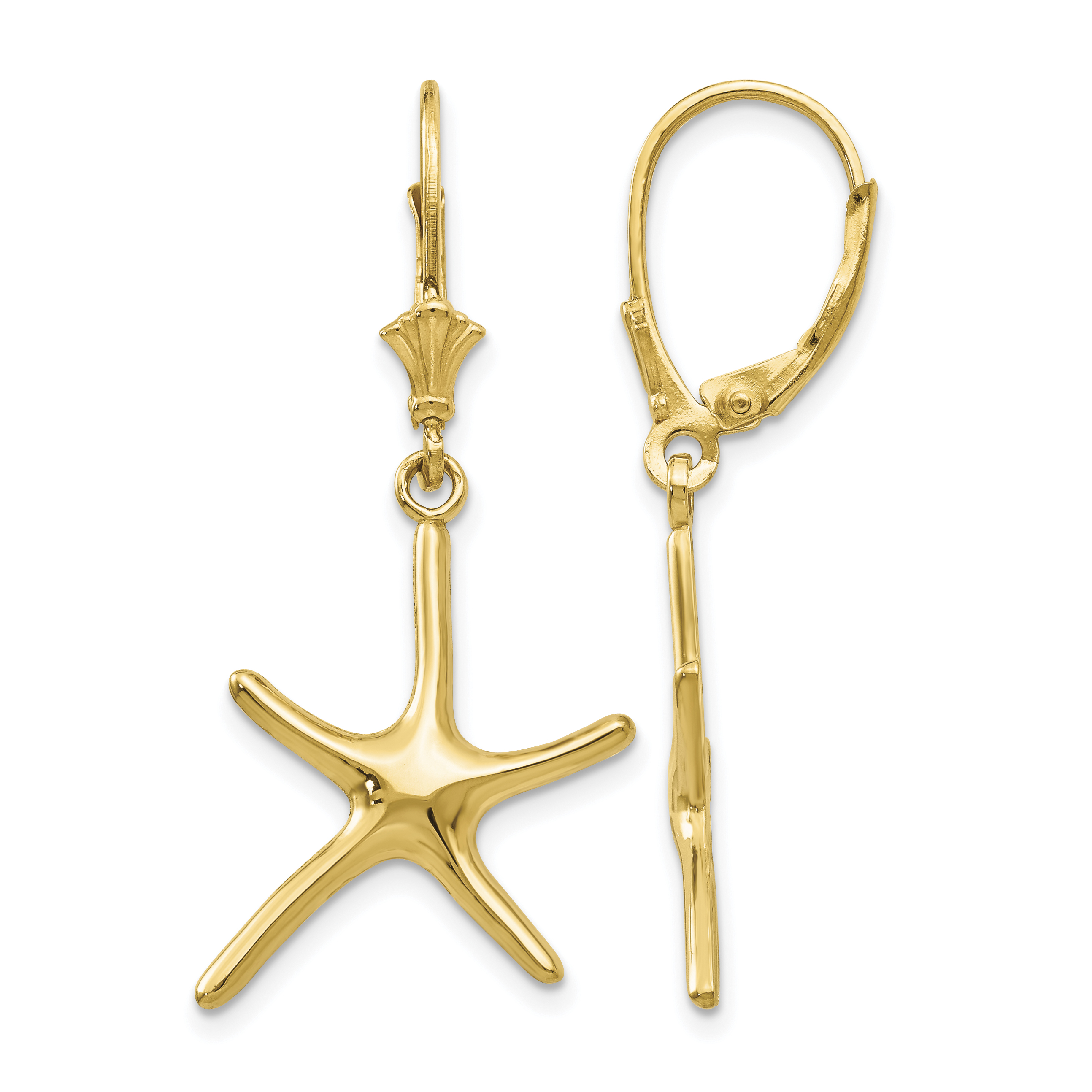14K Dancing Starfish Leverback Earrings (TF1840)