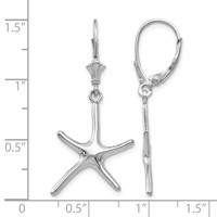 14K White Gold Dancing Starfish Leverback Earrings view 4