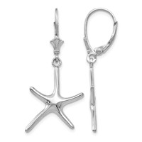 14K White Gold Dancing Starfish Leverback Earrings view 1