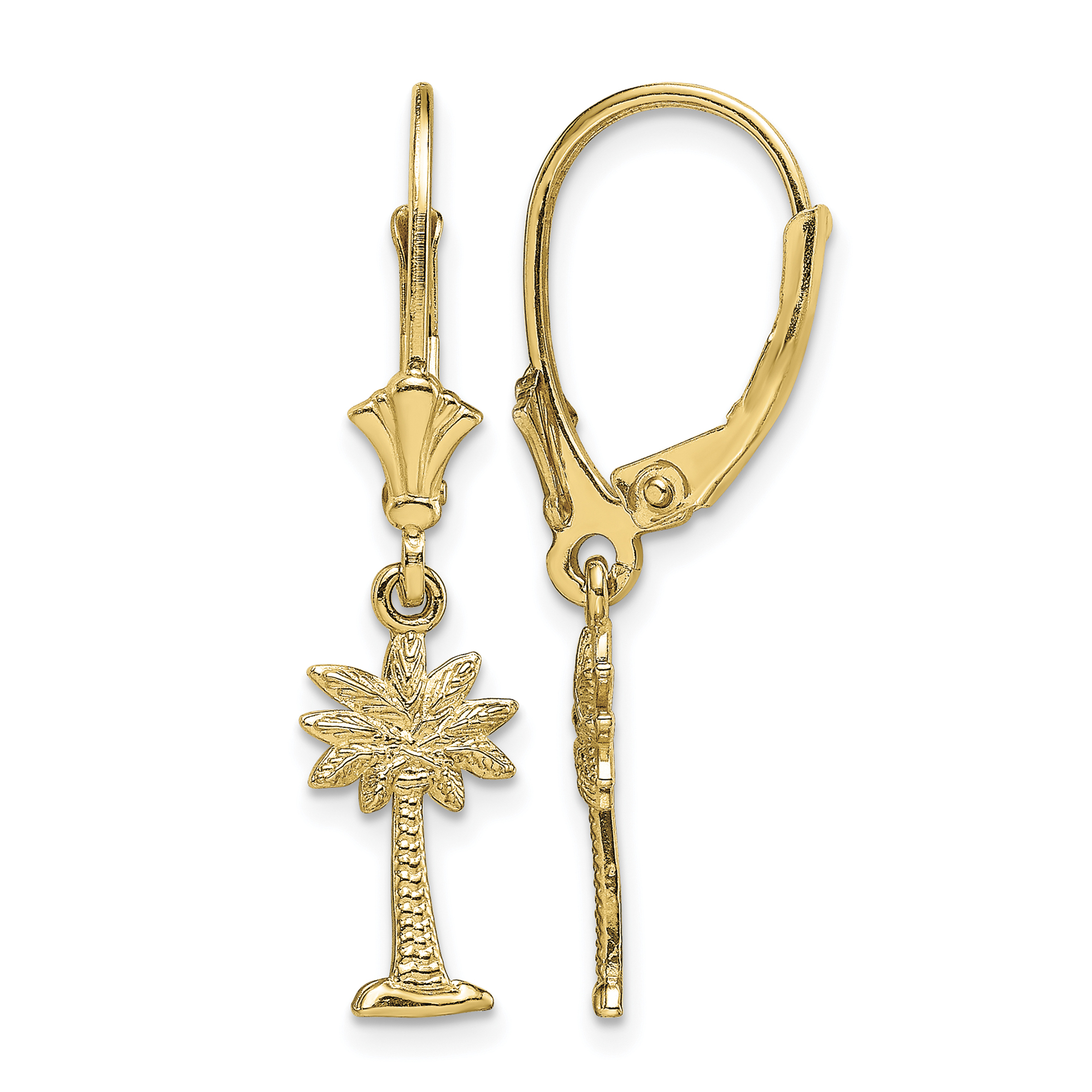 14K Mini Palmetto Palm Tree Leverback Earrings (TF1843)