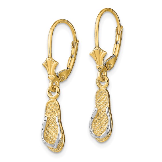 Gold Sandal Dangle Leverback Earrings