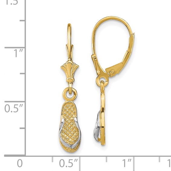 Gold Sandal Dangle Leverback Earrings