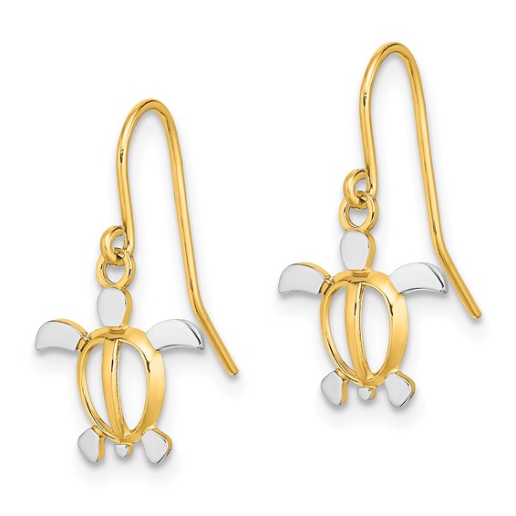 Gold Turtle Shephard Hook Earrings