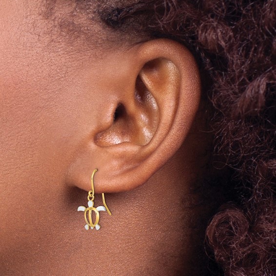 Gold Turtle Shephard Hook Earrings