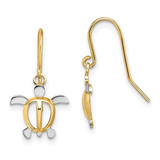 Gold Turtle Shephard Hook Earrings