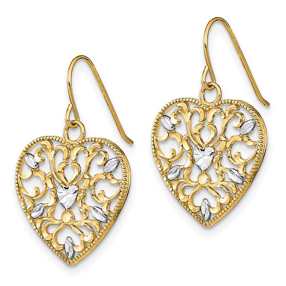 Gold Heart Dangle Earrings