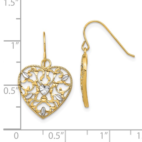 Gold Heart Dangle Earrings