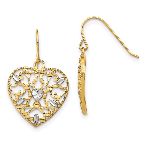 Gold Heart Dangle Earrings