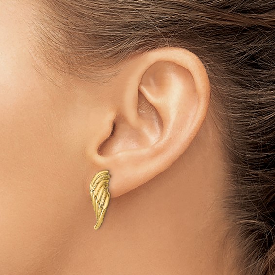 14k Fancy Polished Diamond-cut Twisted Dangle Post Earrings