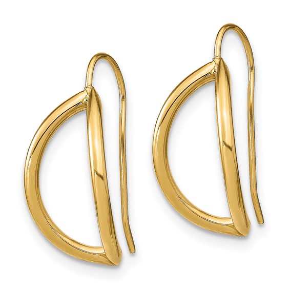 Gold Half Circle Tube Shepard Hook Earrings