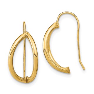 Gold Half Circle Tube Shepard Hook Earrings