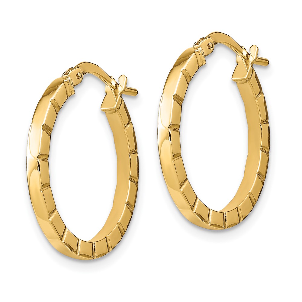 14k Small Striped Edge Hoop Earrings (TF1941)