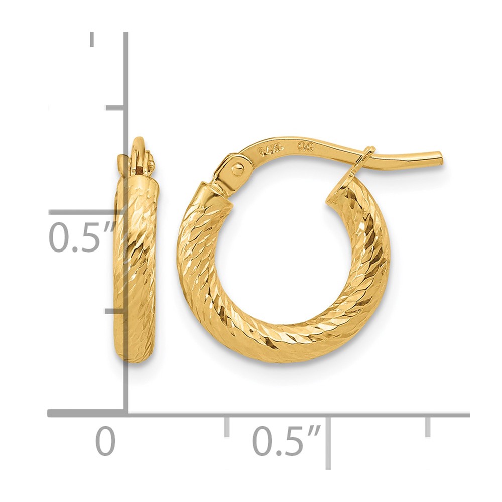 14k Polished and Diamond-cut 2.4mm Hoop Earrings (TF1964)