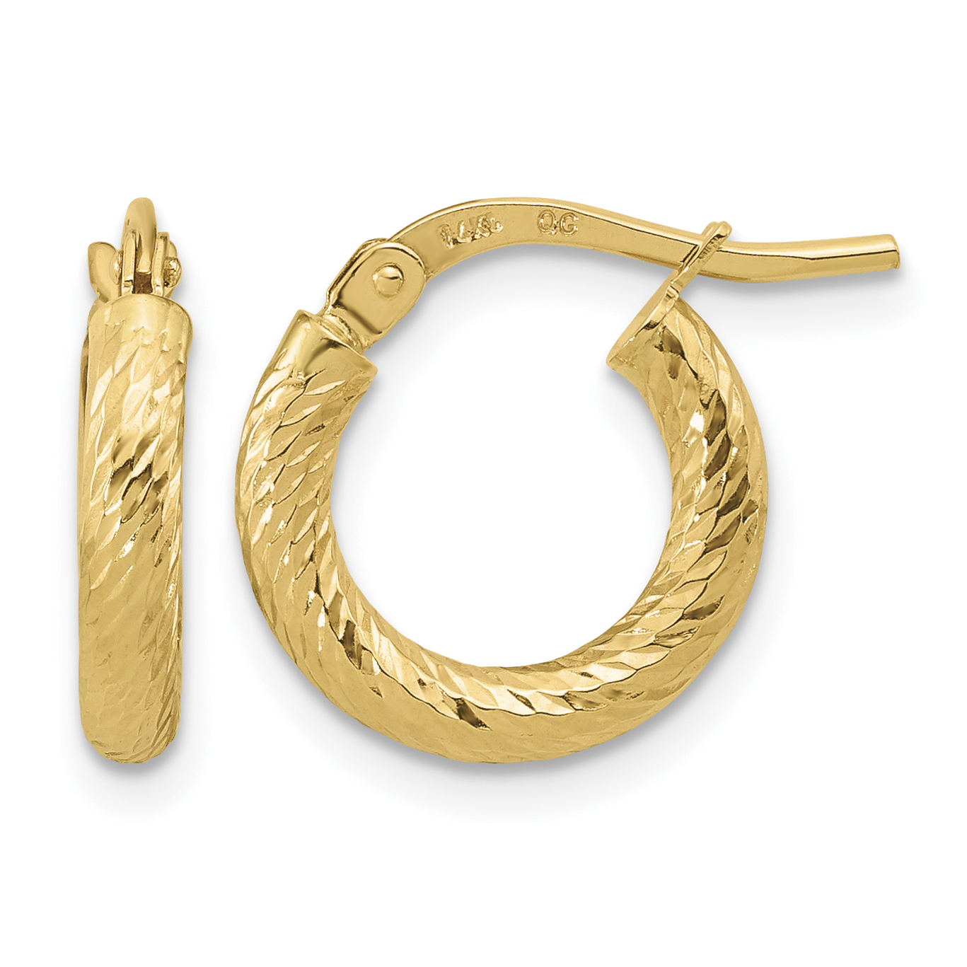 14k Polished and Diamond-cut 2.4mm Hoop Earrings (TF1964)