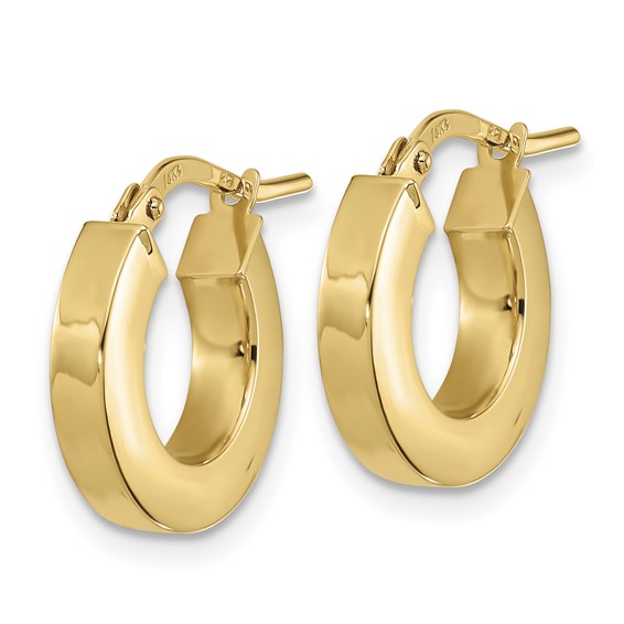 3mm Gold Square Tube Hoop Earrings