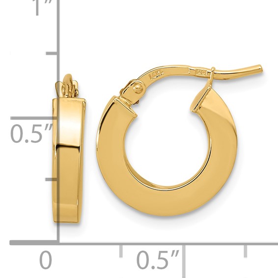 3mm Gold Square Tube Hoop Earrings