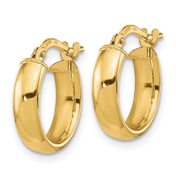 3.7mm Gold Half Round Hoop Earrings