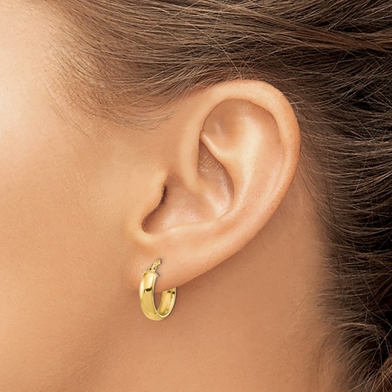 3.7mm Gold Half Round Hoop Earrings