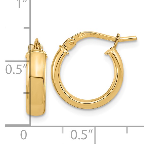 3.7mm Gold Half Round Hoop Earrings