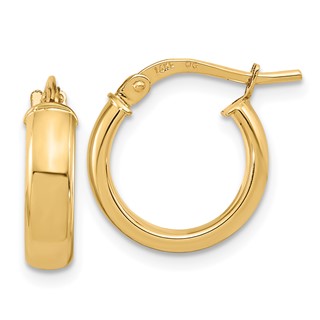 3.7mm Gold Half Round Hoop Earrings