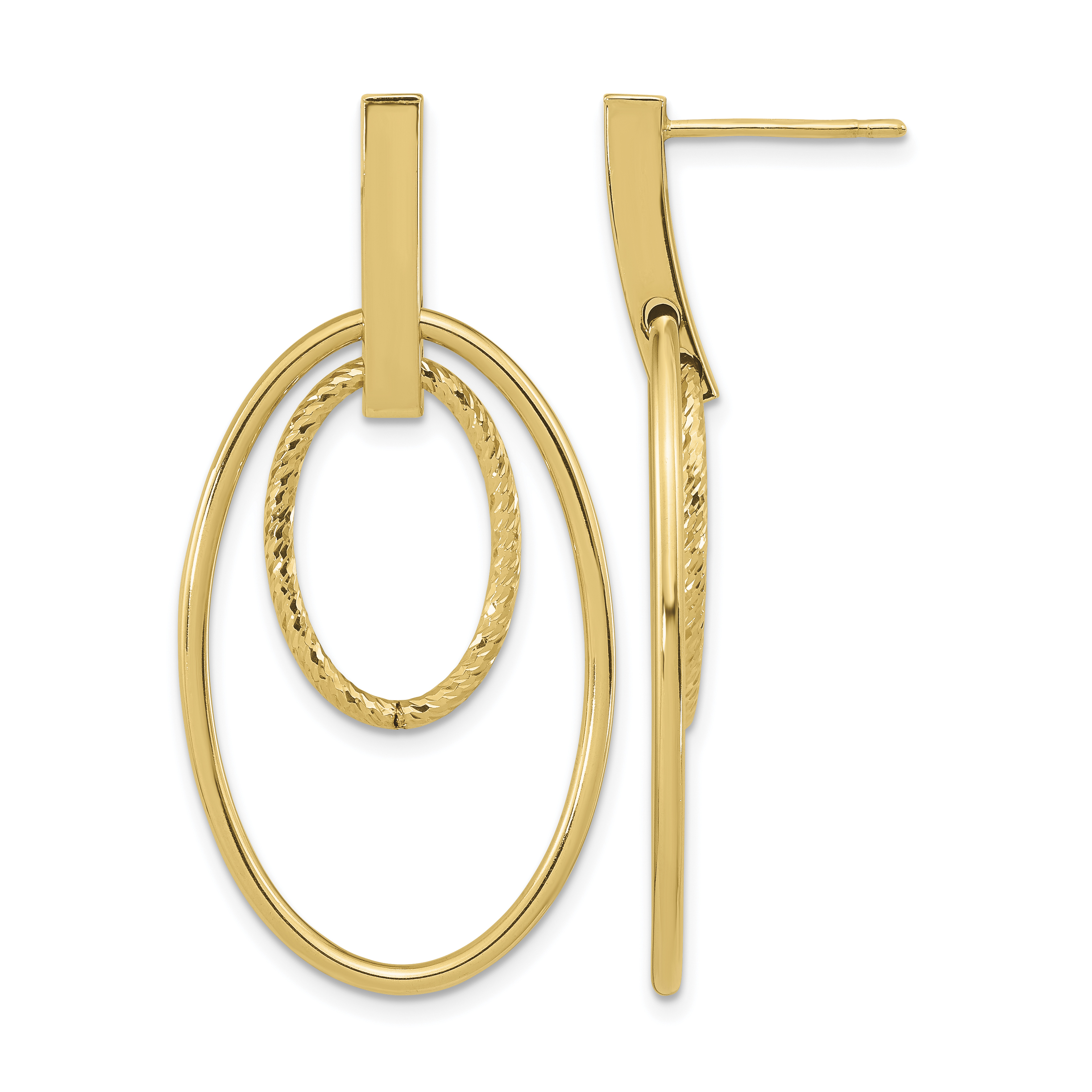14k Polished Diamond Cut Post Dangle Earrings (TF1980)